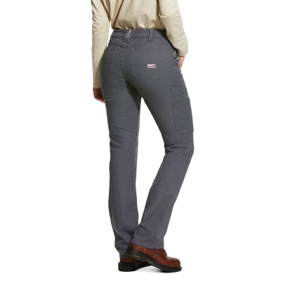 Ariat Work: FR Stretch DuraLight Canvas Stackable Straight Leg Pantalones Mujer - Gris (NRCTA7641)